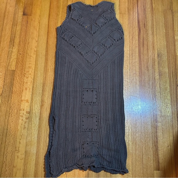 FP Beach Crochet Dress Womens S Brown Knit Swim Coverup Beach Boho Beachy(a4 - Picture 3 of 13